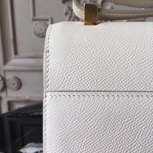 Hermes original epsom leather verrou chaine mini bag V18 white