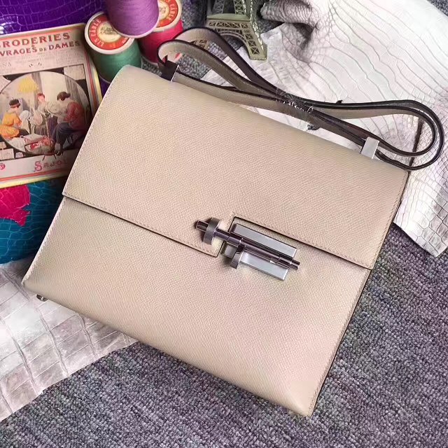 Hermes original epsom leather verrou chaine bag V23 beige