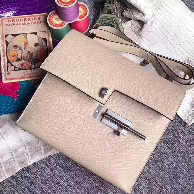 Hermes original epsom leather verrou chaine bag V23 beige