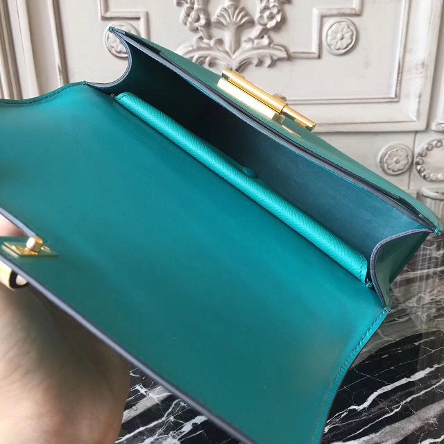 Hermes original epsom leather verrou chaine bag V23 cyan