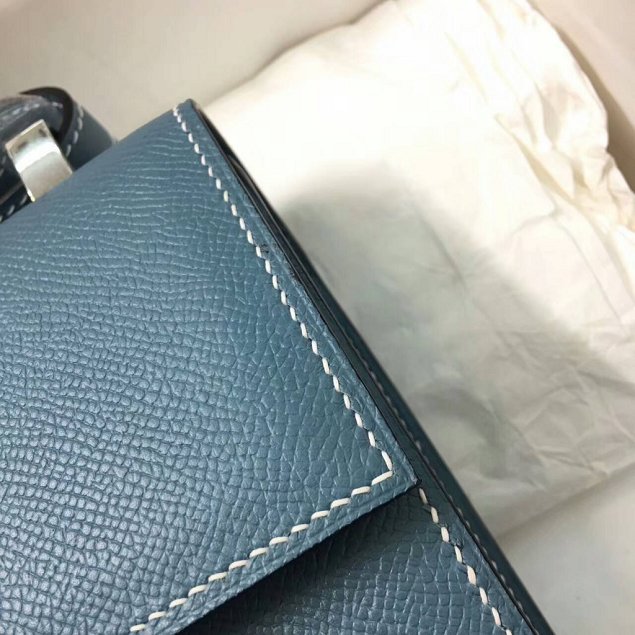 Hermes original epsom leather verrou chaine bag V23 light blue