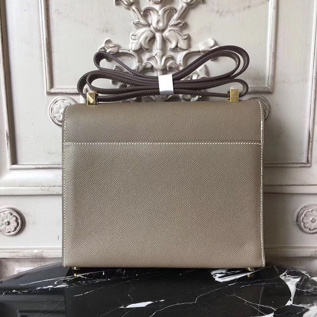 Hermes original epsom leather verrou chaine bag V23 light gray