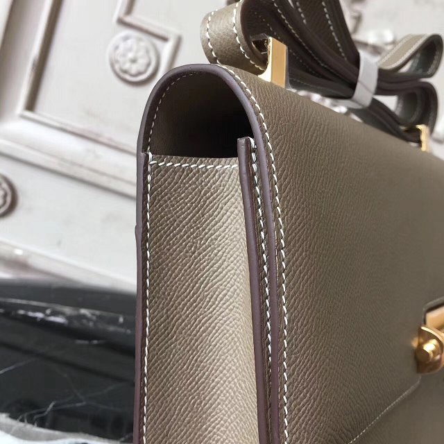 Hermes original epsom leather verrou chaine bag V23 light gray