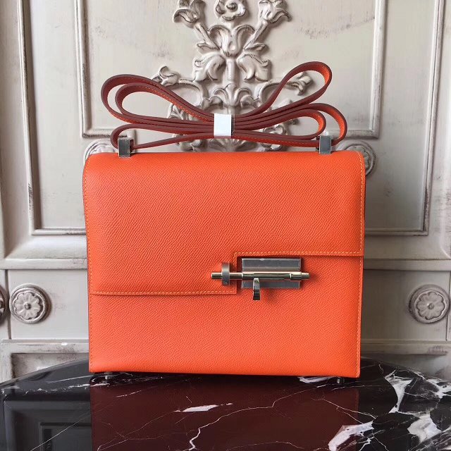 Hermes original epsom leather verrou chaine bag V23 orange