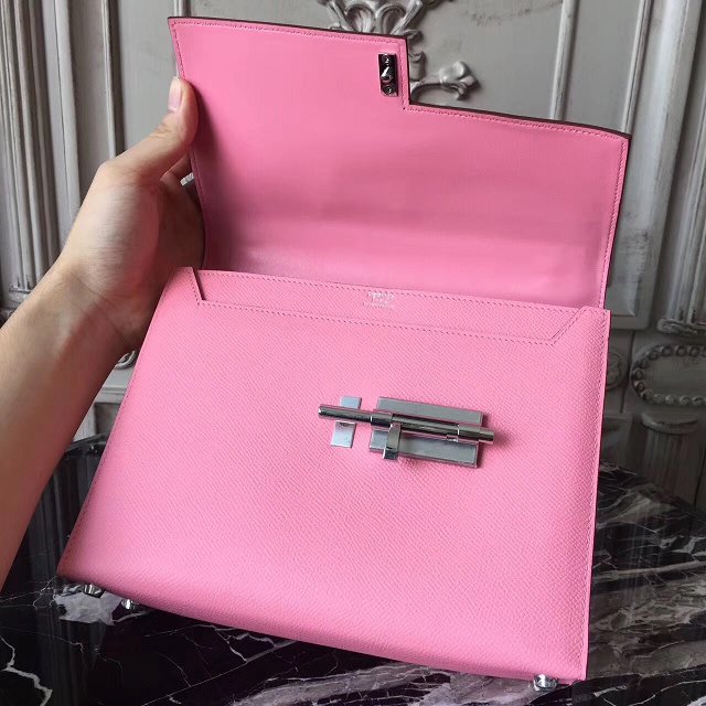 Hermes original epsom leather verrou chaine bag V23 pink