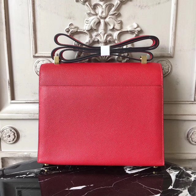 Hermes original epsom leather verrou chaine bag V23 red