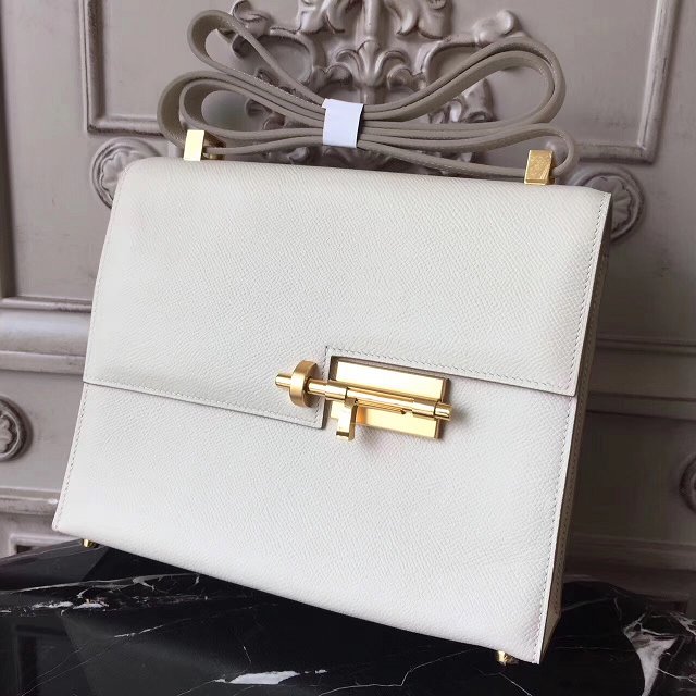 Hermes original epsom leather verrou chaine bag V23 white