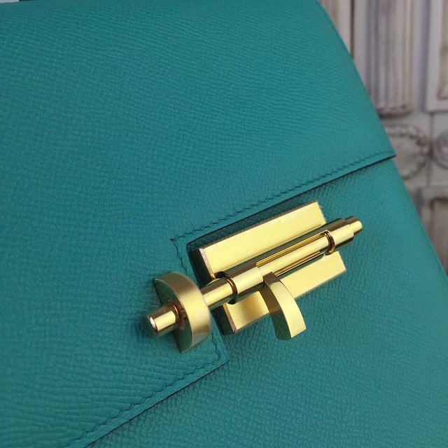 Hermes original epsom leather verrou chaine mini bag V18 cyan