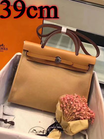 Hermes original canvas&calfskin leather large her bag H039 coffee