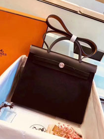 Hermes original canvas&calfskin leather small her bag H031 black