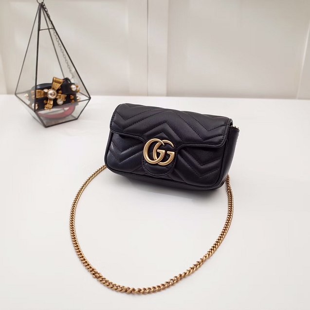 GG original calfskin marmont super mini bag 476433 black