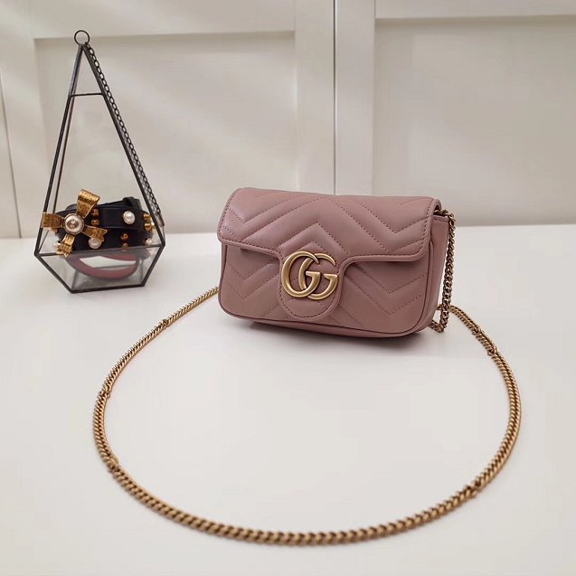 GG original calfskin marmont super mini bag 476433 nude