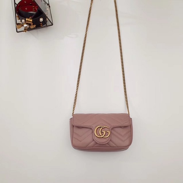 GG original calfskin marmont super mini bag 476433 nude