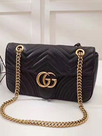 GG original calfskin marmont small shoulder bag 443497 black