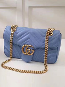 GG original calfskin marmont small shoulder bag 443497 light blue