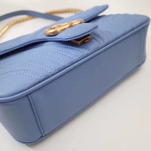 GG original calfskin marmont small shoulder bag 443497 light blue