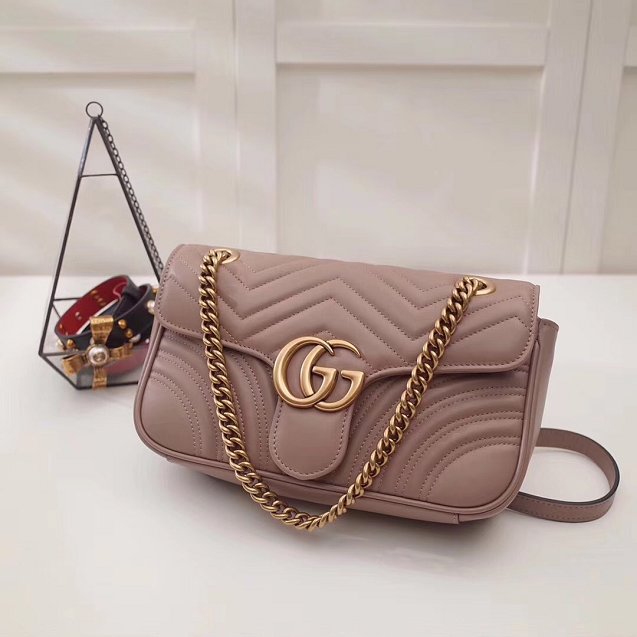 GG original calfskin marmont small shoulder bag 443497 nude