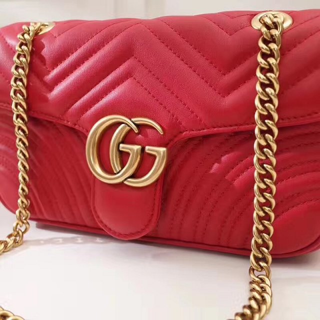 GG original calfskin marmont small shoulder bag 443497 red