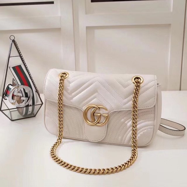 GG original calfskin marmont small shoulder bag 443497 white