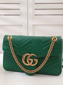 2017 GG Marmont original matelasse leather medium shoulder bag 443496 green