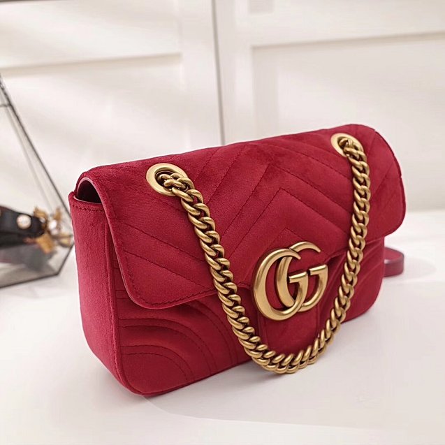 2017 GG marmont mini velvet shoulder bag 446744 red