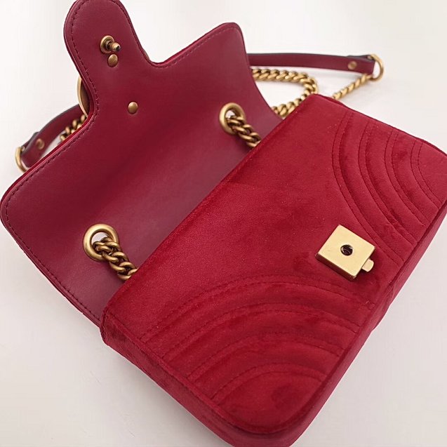 2017 GG marmont mini velvet shoulder bag 446744 red