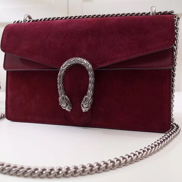 GG dionysus original suede leather medium shoulder bag 400249 bordeaux