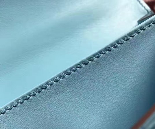 Top hermes 100% genuine crocodile leather constance bag C0023 sky blue