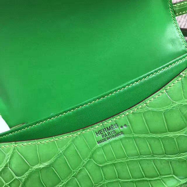 Top hermes 100% genuine crocodile leather small constance bag C0019 green