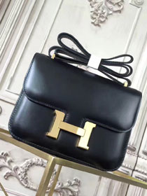 Hermes original box leather constance bag C023 black