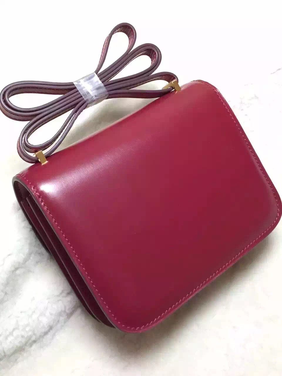 Hermes original box leather constance bag C023 bordeaux