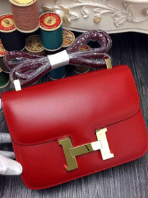 Hermes original box leather constance bag C023 red