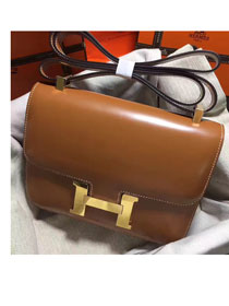 Hermes original box leather small constance bag C019 coffee