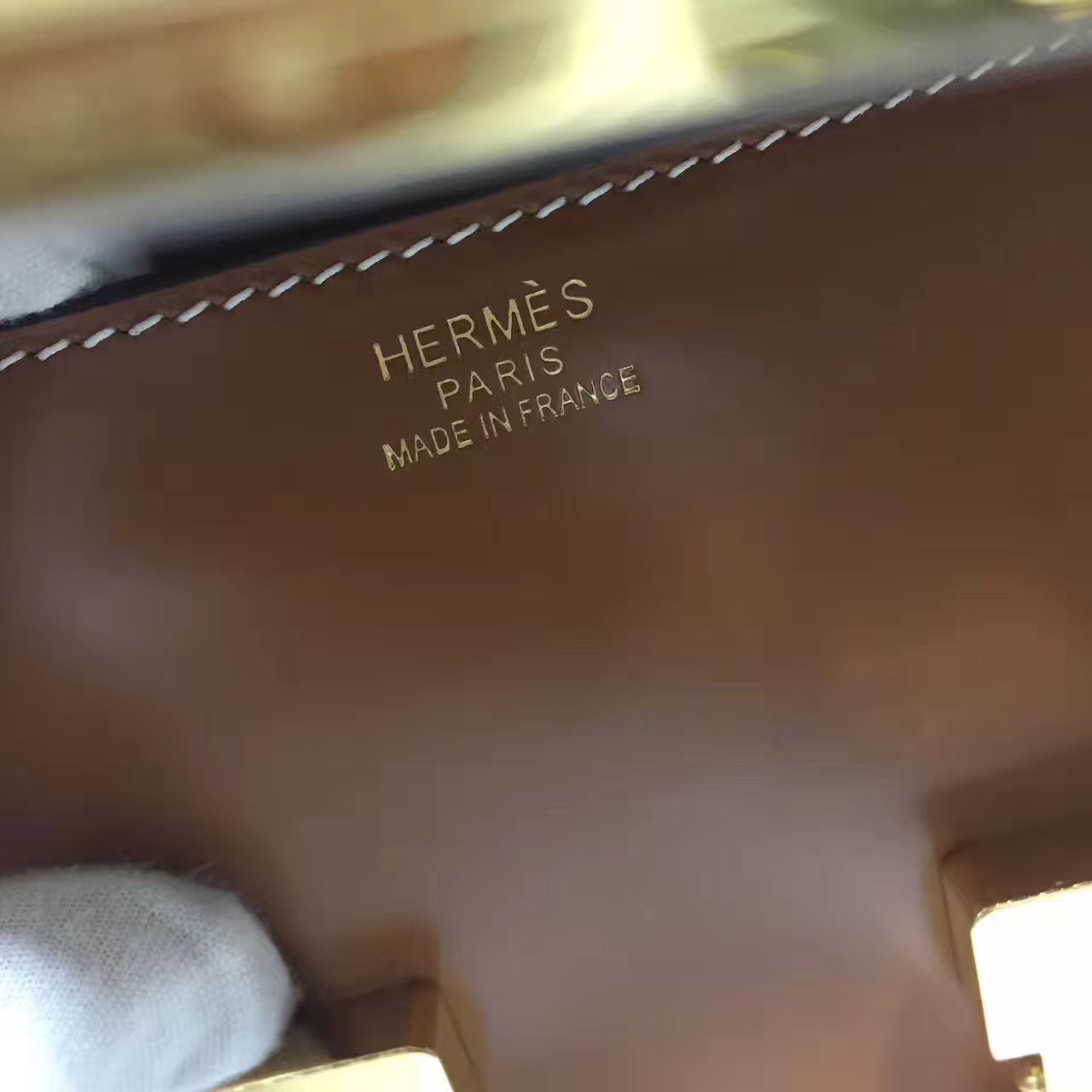 Hermes original box leather small constance bag C019 coffee