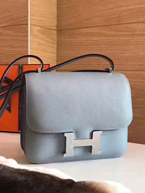 Hermes original epsom leather constance bag C23 light blue