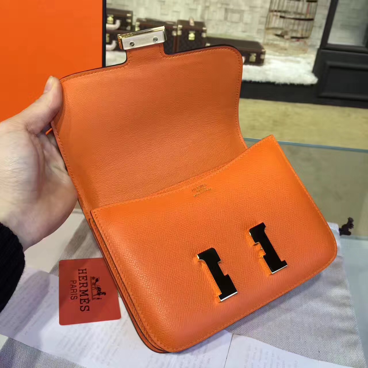 Hermes original epsom leather constance bag C23 orange