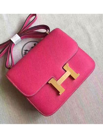 Hermes original epsom leather constance bag C23 rose red