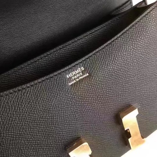 Hermes original epsom leather small constance bag C19 black