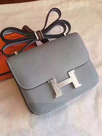 Hermes original epsom leather small constance bag C19 gray