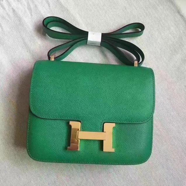 Hermes original epsom leather small constance bag C19 green