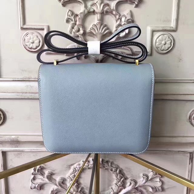 Hermes original epsom leather small constance bag C19 light blue