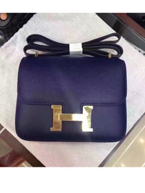 Hermes original epsom leather small constance bag C19 navy blue