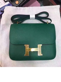 Hermes original epsom leather small constance bag C19 olive