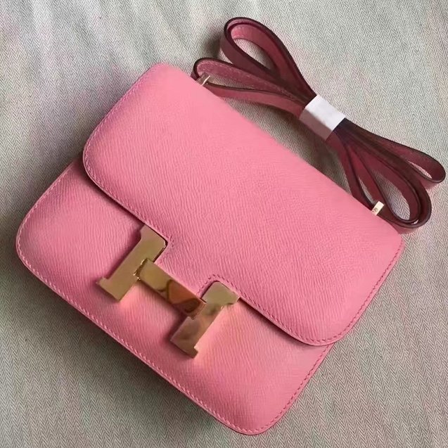 Hermes original epsom leather small constance bag C19 pink