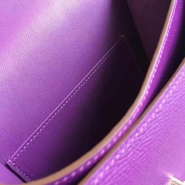 Hermes original epsom leather small constance bag C19 purple