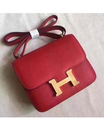 Hermes original epsom leather small constance bag C19 red