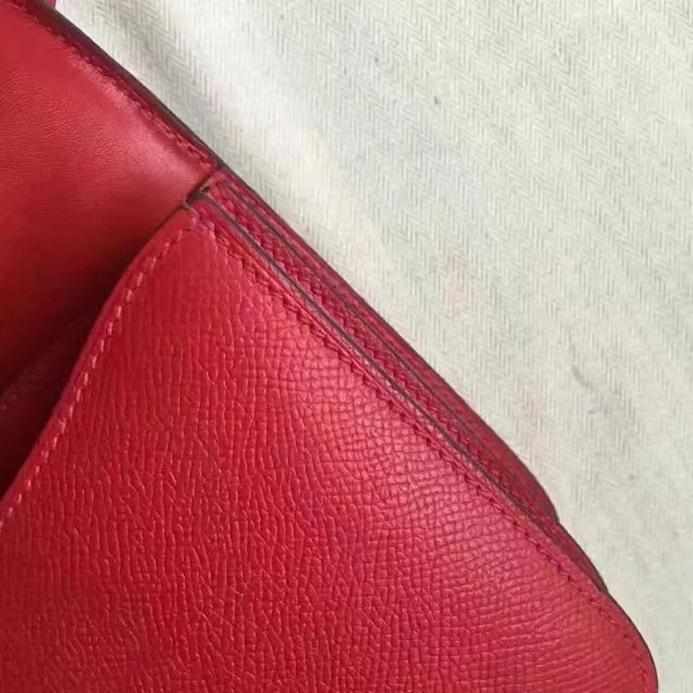 Hermes original epsom leather small constance bag C19 red