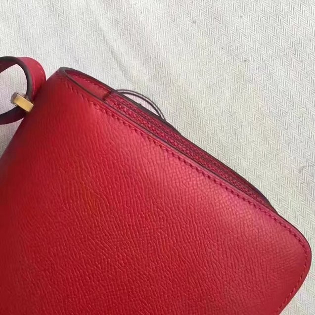 Hermes original epsom leather small constance bag C19 red