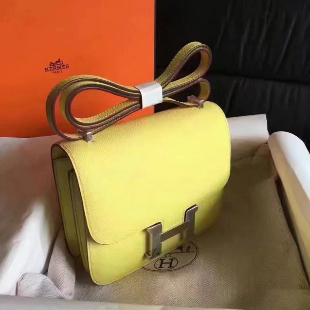 Hermes original epsom leather small constance bag C19 yellow