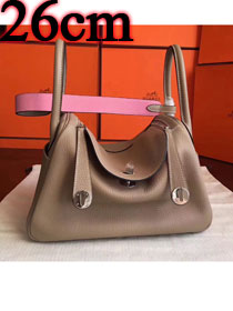 Hermes original top togo leather small lindy 26 bag H26 apricot&pink